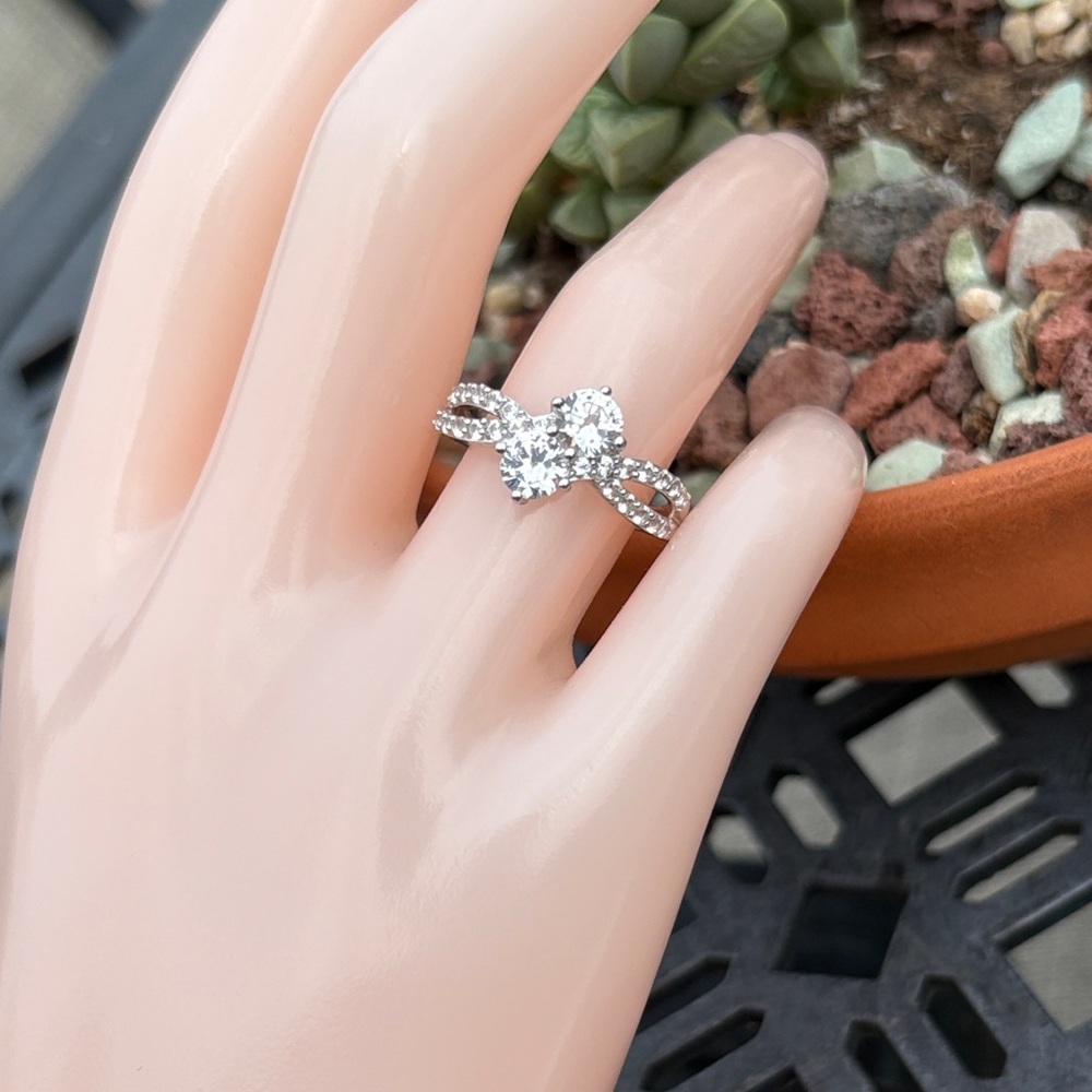 Genuine Lab Created 1.60 ct White Sapphire Bypass Ring Size 7 Sterling Silver